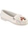 Minnetonka Women's Smooth Leather Thunderbird Moccasins - Moc Toe, White, hi-res