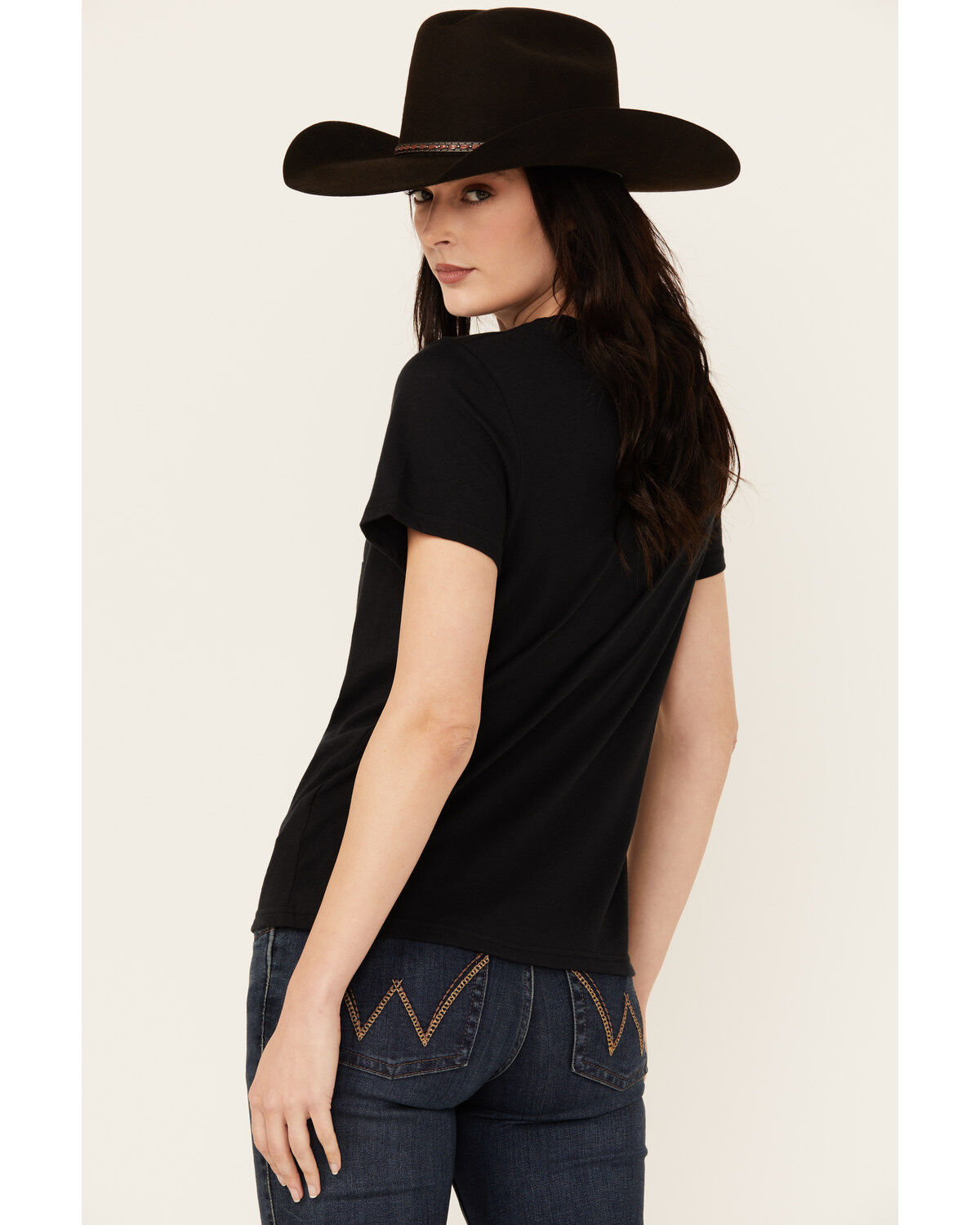 Image #4 - Wrangler Women's Saddle Short Sleeve Graphic Tee, Black, hi-res