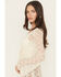 Image #2 - Originality Women's Lace Bell Sleeve Tie Kimono, Cream, hi-res