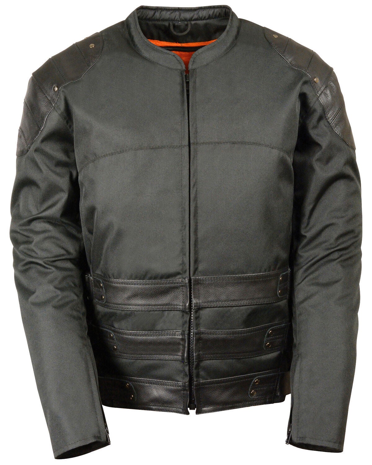 Milwaukee Leather Men's Leather and Textile Racer Jacket, Black, hi-res