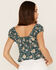 Shyanne Women's Floral Print Flounce Top, Deep Teal, hi-res