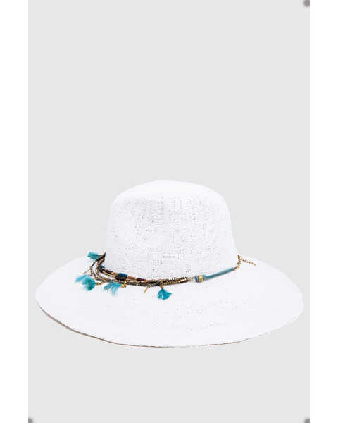 Image #3 - Nikki Beach Women's Dara Straw Western Fashion Hat , White, hi-res