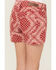 Image #4 - Panhandle Girls' Bandana Print Stretch Denim Shorts, Red, hi-res