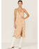 Image #1 - Wild Moss Women's Satin Printed Keyhole Slip Midi Dress, Orange, hi-res
