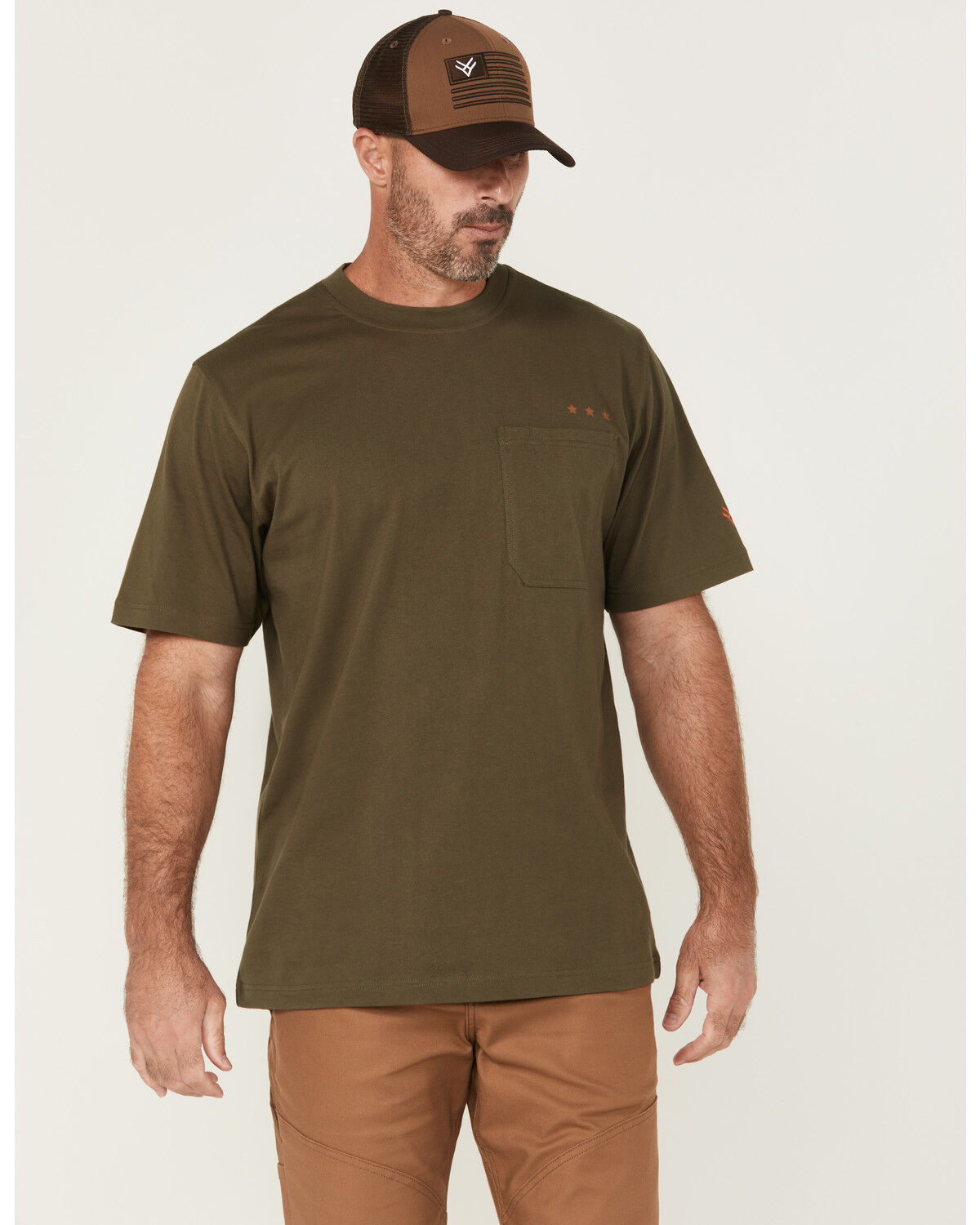 Image #2 - Hawx Men's Scream Skull Short Sleeve Graphic T-Shirt, Olive, hi-res