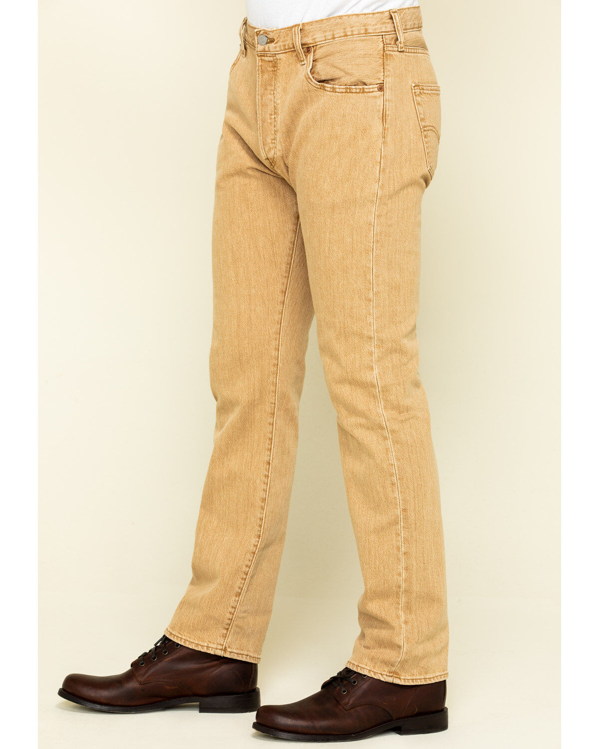tan straight leg jeans