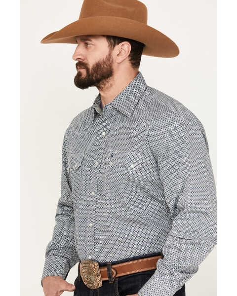 Image #2 - Stetson Men's Geo Print Long Sleeve Pearl Snap Western Shirt, Sage, hi-res