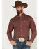 Ariat Men's Kenny Print Long Sleeve Button Down Stretch Western Shirt , Red, hi-res