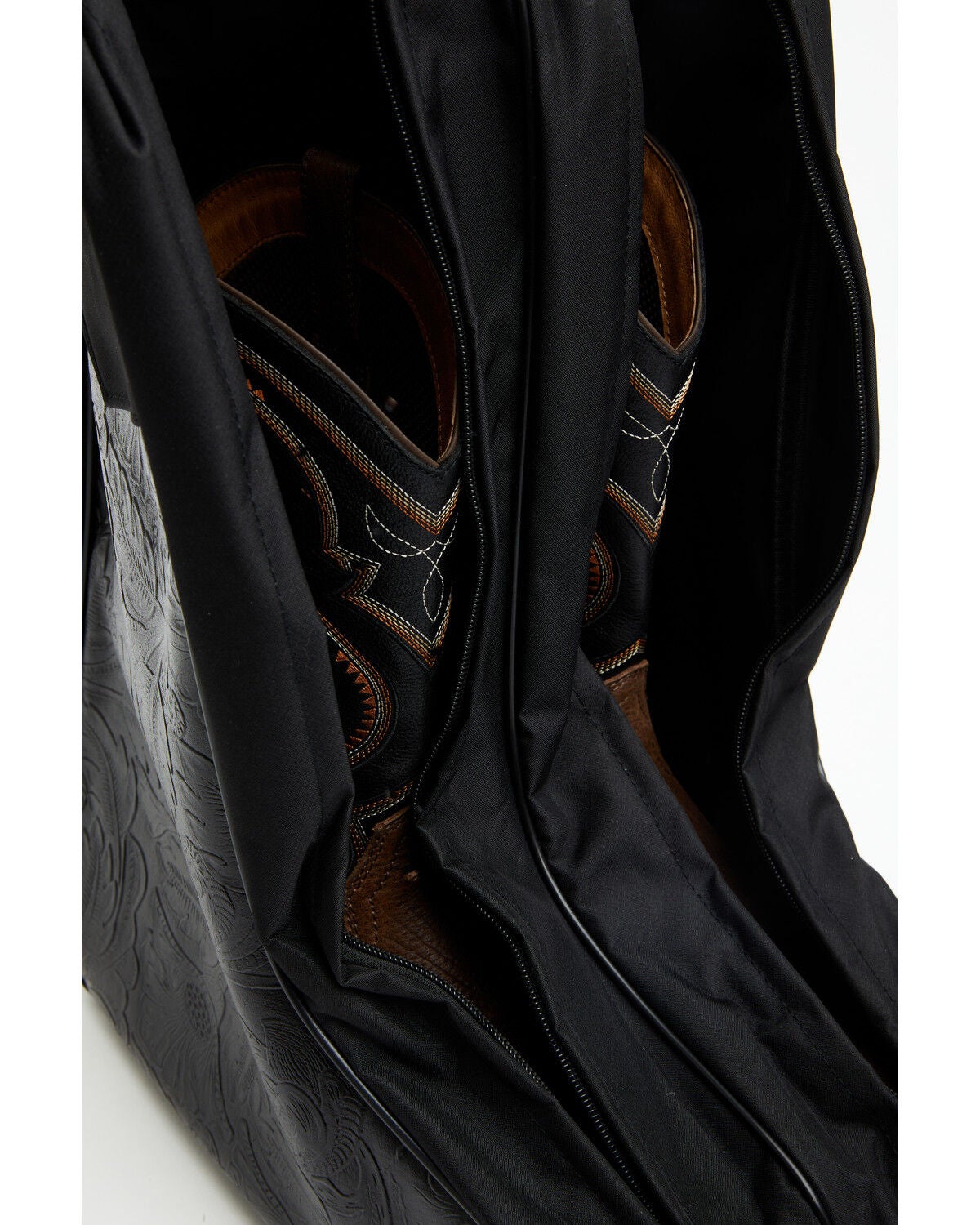 Image #2 - Boot Barn Faux Leather Floral Tooled Boot Bag, Black, hi-res