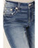 Image #4 - Miss Me Women's Medium Wash Mid Rise Fleur de Lis Pocket 32" Bootcut Stretch Denim Jeans, Medium Wash, hi-res