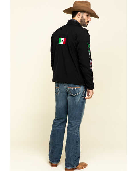 Ariat Men's Mexico Flag Team Softshell Jacket , Black, hi-res