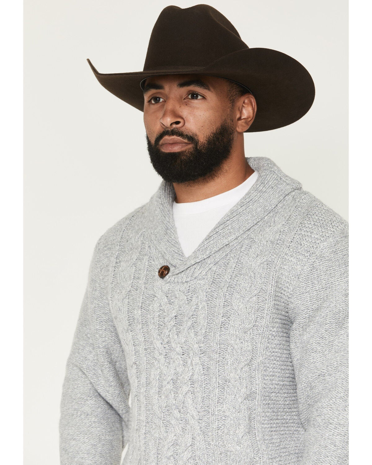 Image #2 - Cotton & Rye Men's Solid Cable Knit Sweater, Grey, hi-res