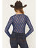 Image #4 - Ash & Violet Women's Solid Lace Long Sleeve Sheer Shirt, Blue, hi-res