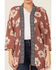 Image #3 - Wild Moss Women's Mauve Border Trim Floral Kimono, Mauve, hi-res