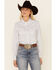 Image #1 - Ely Walker Women's Southwestern Tile Print Long Sleeve Pearl Snap Western Shirt , White, hi-res