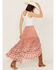 Talisman Women's Sassy Print Ruffle Midi Skirt, Red, hi-res