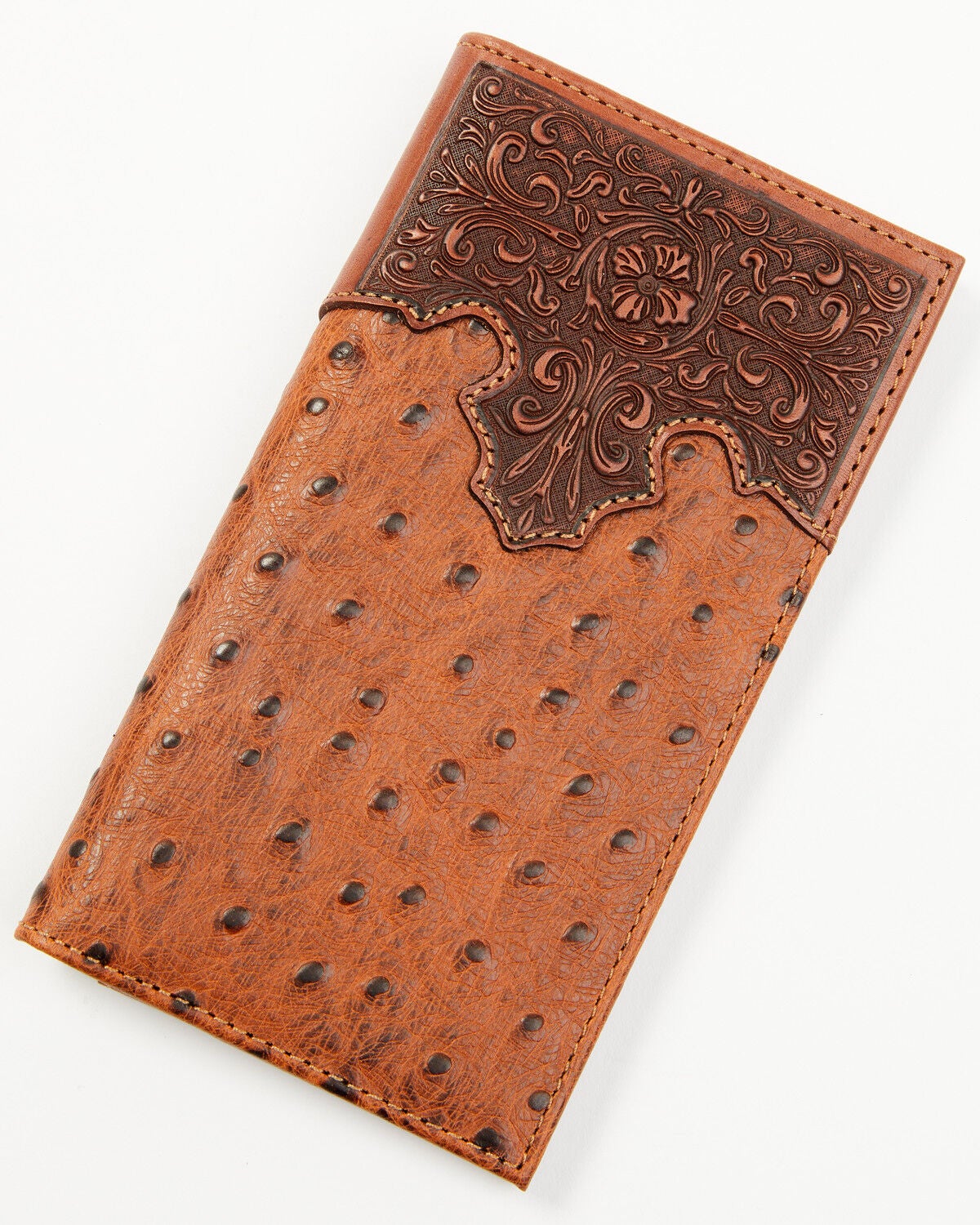 Cody James Men's Grady Faux Ostrich Rodeo Wallet, Brown, hi-res