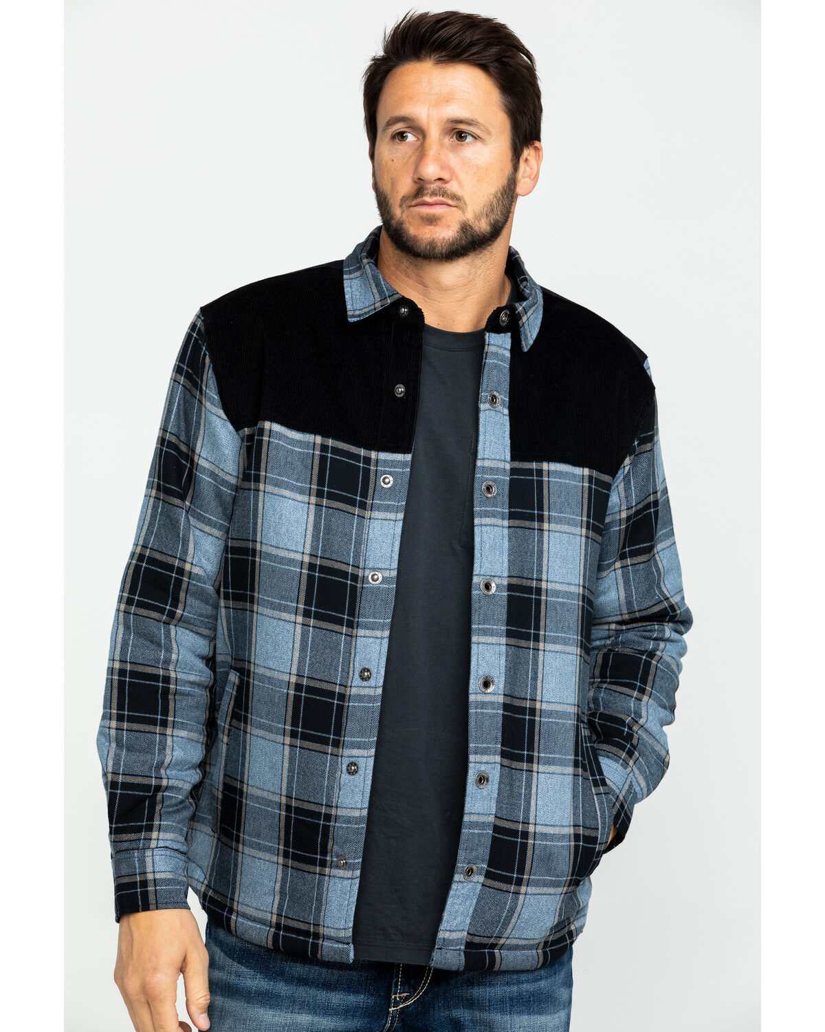 Image #1 - Moonshine Spirit Men's Goleta Plaid Mixed Flannel Nylon Shirt Jacket, , hi-res