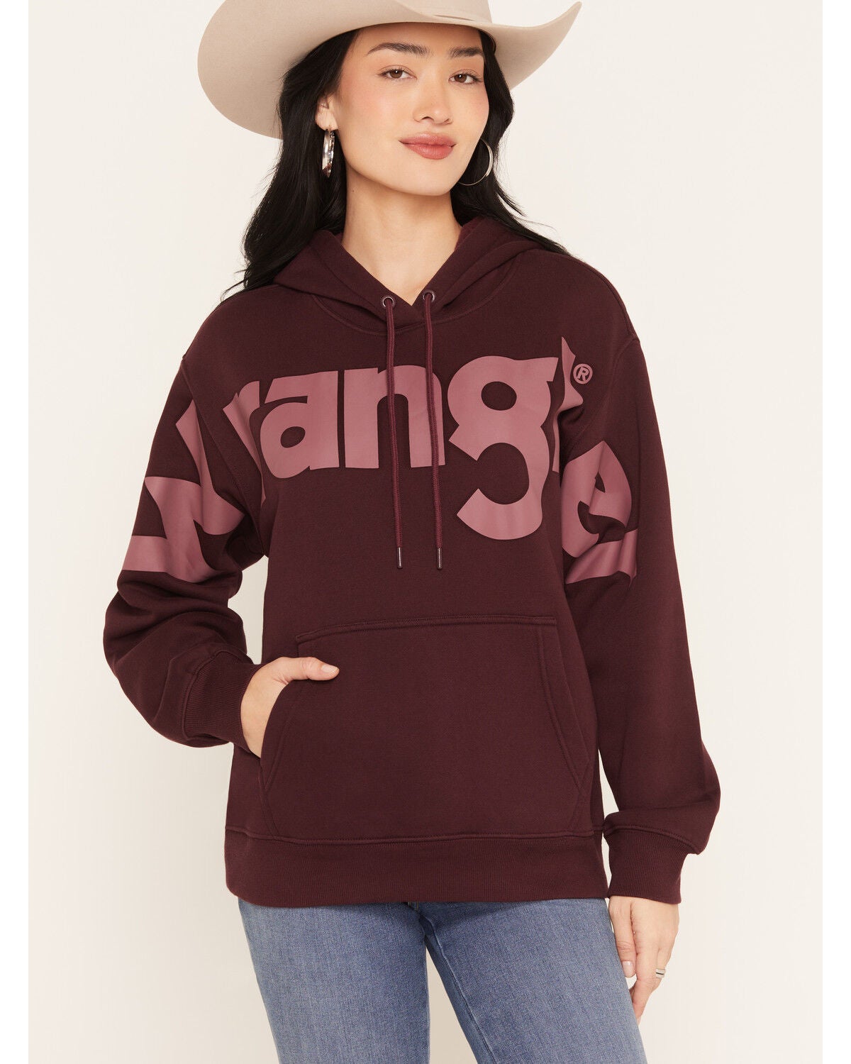 Wrangler Retro Women's Logo Hoodie, Burgundy, hi-res