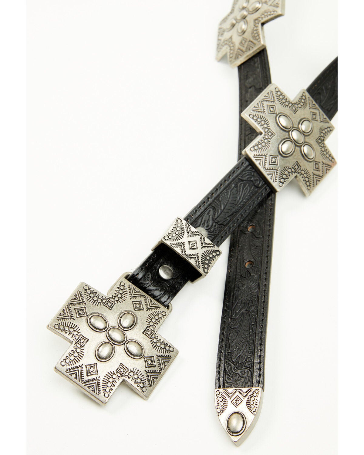 Image #3 - Shyanne Women's Esme Cross Concho Belt, Black, hi-res