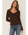 Image #1 - Shyanne Women's Stinner Open V-Neck Sweater, Dark Brown, hi-res