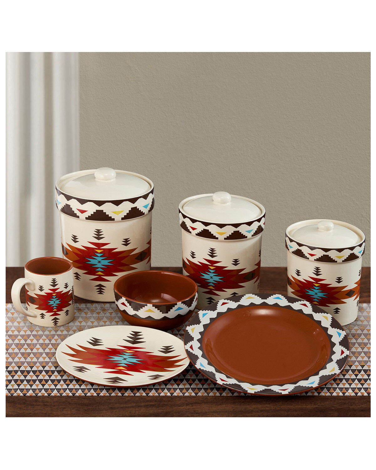 Image #1 - HiEnd Accents Del Sol Southwestern Dinnerware & Canister Set - 19 Piece, Multi, hi-res