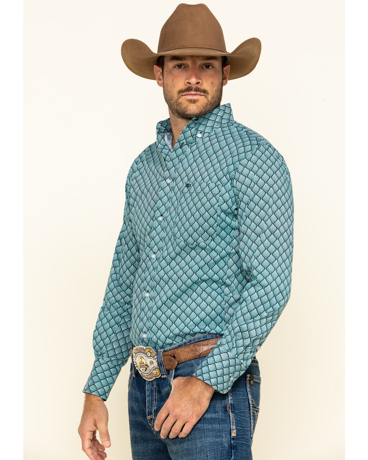 Image #3 - Wrangler 20X Men's Scale Print Performance Long Sleeve Western Shirt , , hi-res