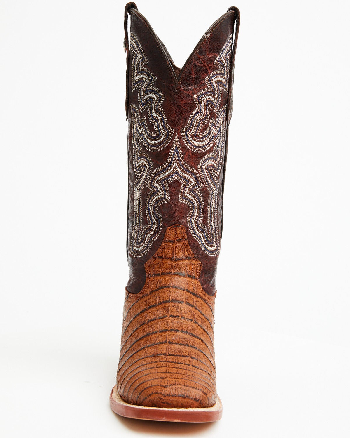 Image #4 - Tanner Mark Women's Caiman Print Western Boots - Broad Square Toe, Blue, hi-res
