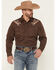 Image #1 - Scully Men's Cowboy Embroidered Long Sleeve Pearl Snap Western Shirt, Chocolate, hi-res