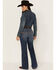 Ariat Women's Medium Wash Mid Rise Alana Slim Wide Trouser Jeans, Blue, hi-res