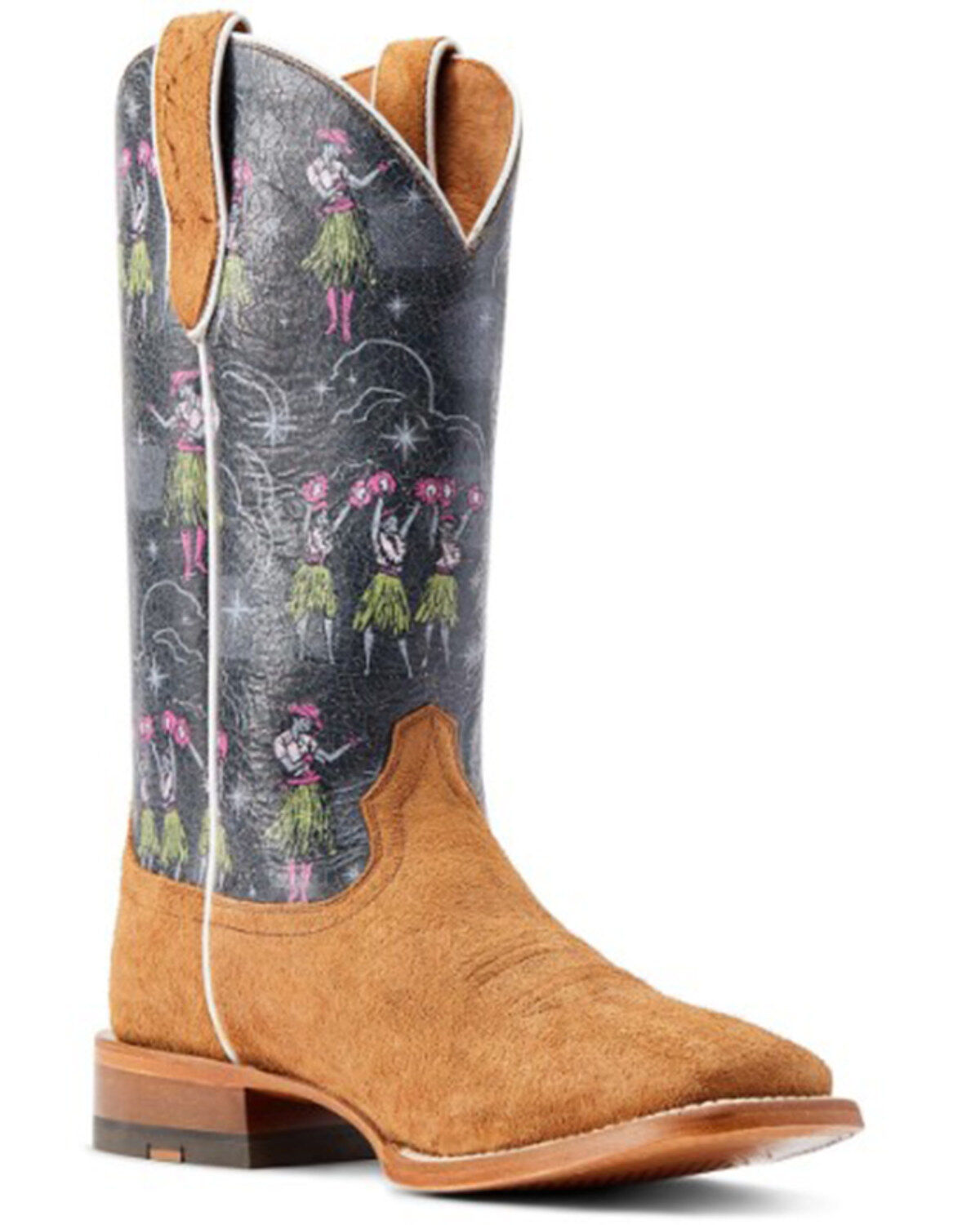 Image #1 - Ariat Men's Frontier Aloha Roughout Western Boots - Broad Square Toe, Brown, hi-res
