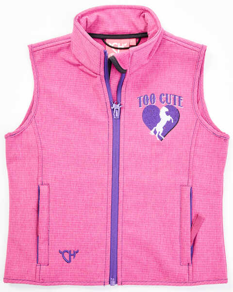 Cowgirl Hardware Toddler Girls' Too Cute To Cry Softshell Vest, Pink, hi-res