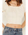 Cleo + Wolf Women's Knit Eyelet Smocked Crop Top, Cream, hi-res