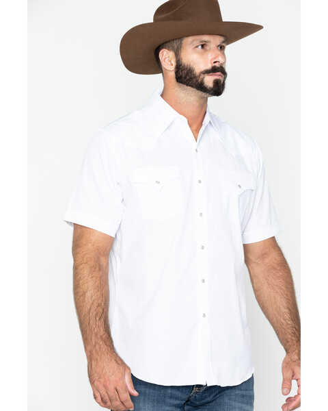 Ely Cattleman Men's Tone On Tone Western Shirt, White, hi-res