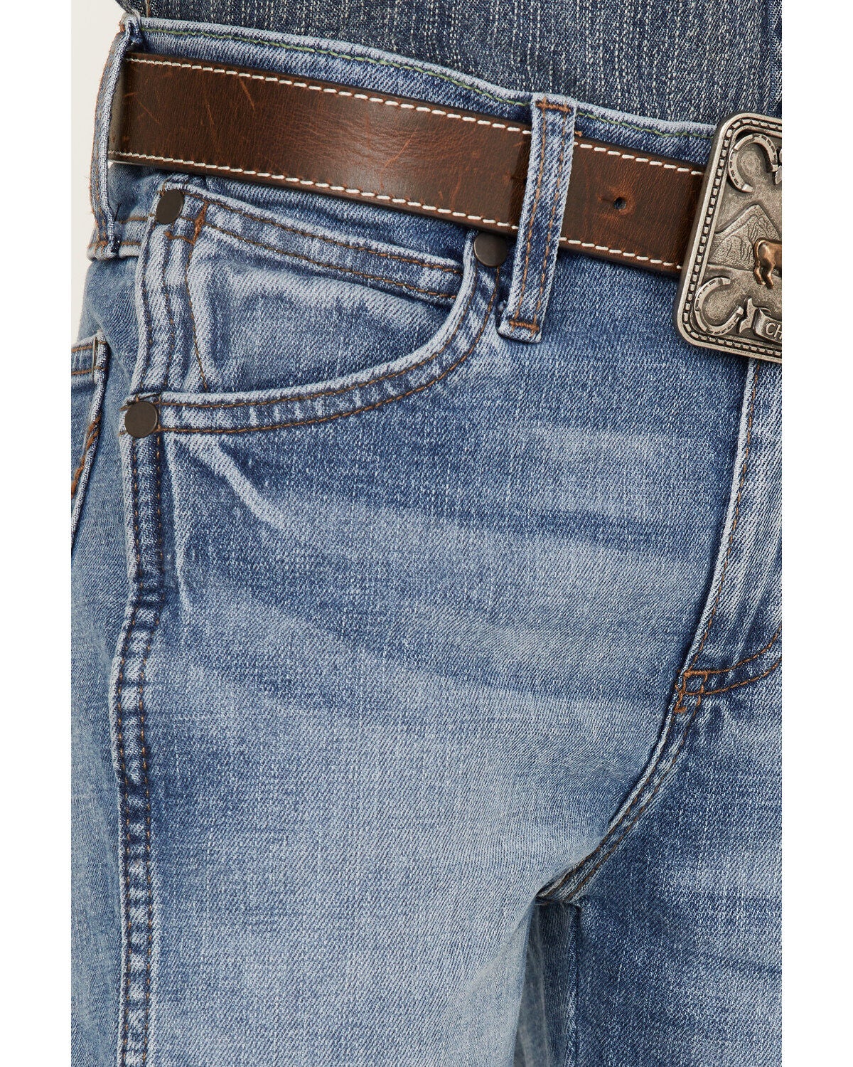 Image #2 - Wrangler Retro Boys' Light Wash Stretch Slim Straight Jeans, Light Blue, hi-res
