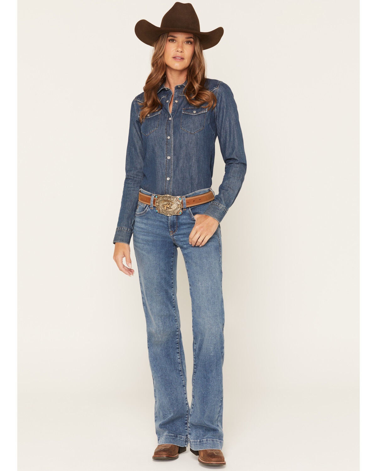 Image #1 - Ariat Women's Vilma Medium Wash Revel Perfect Rise Trouser Ultrastretch Denim Jeans, Medium Wash, hi-res