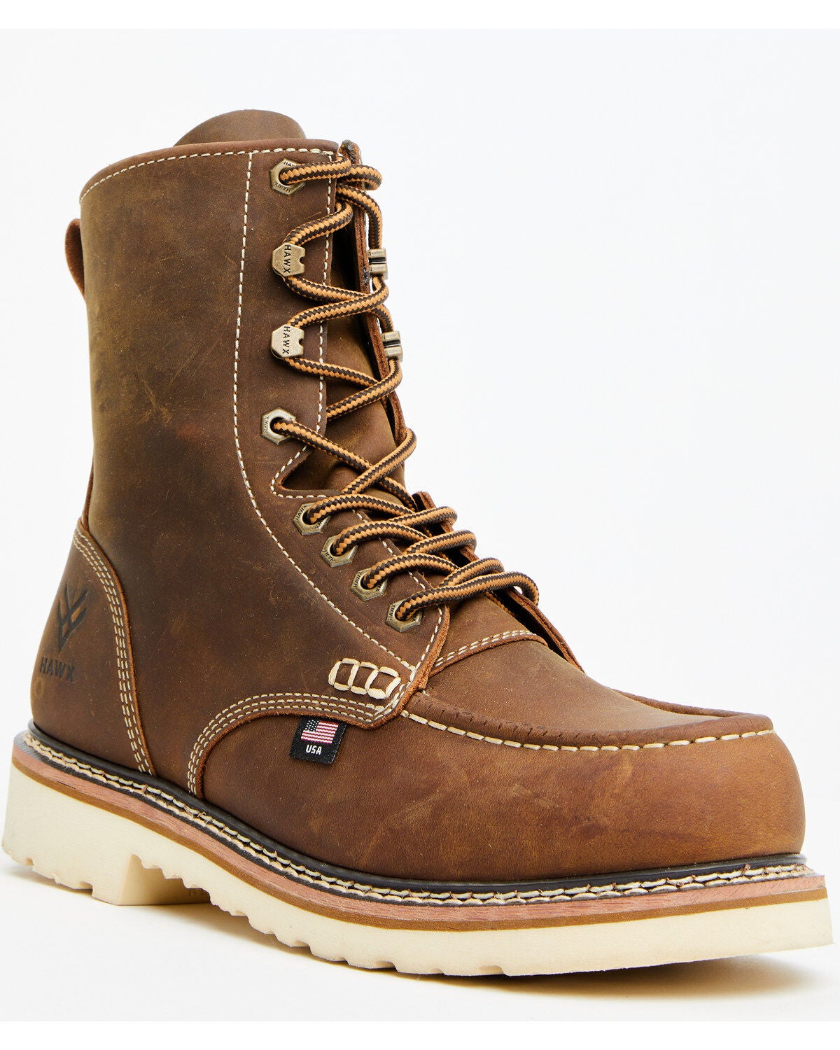 Hawx Men's 8" USA Redesigned Work Boots - Composite Toe, Brown, hi-res