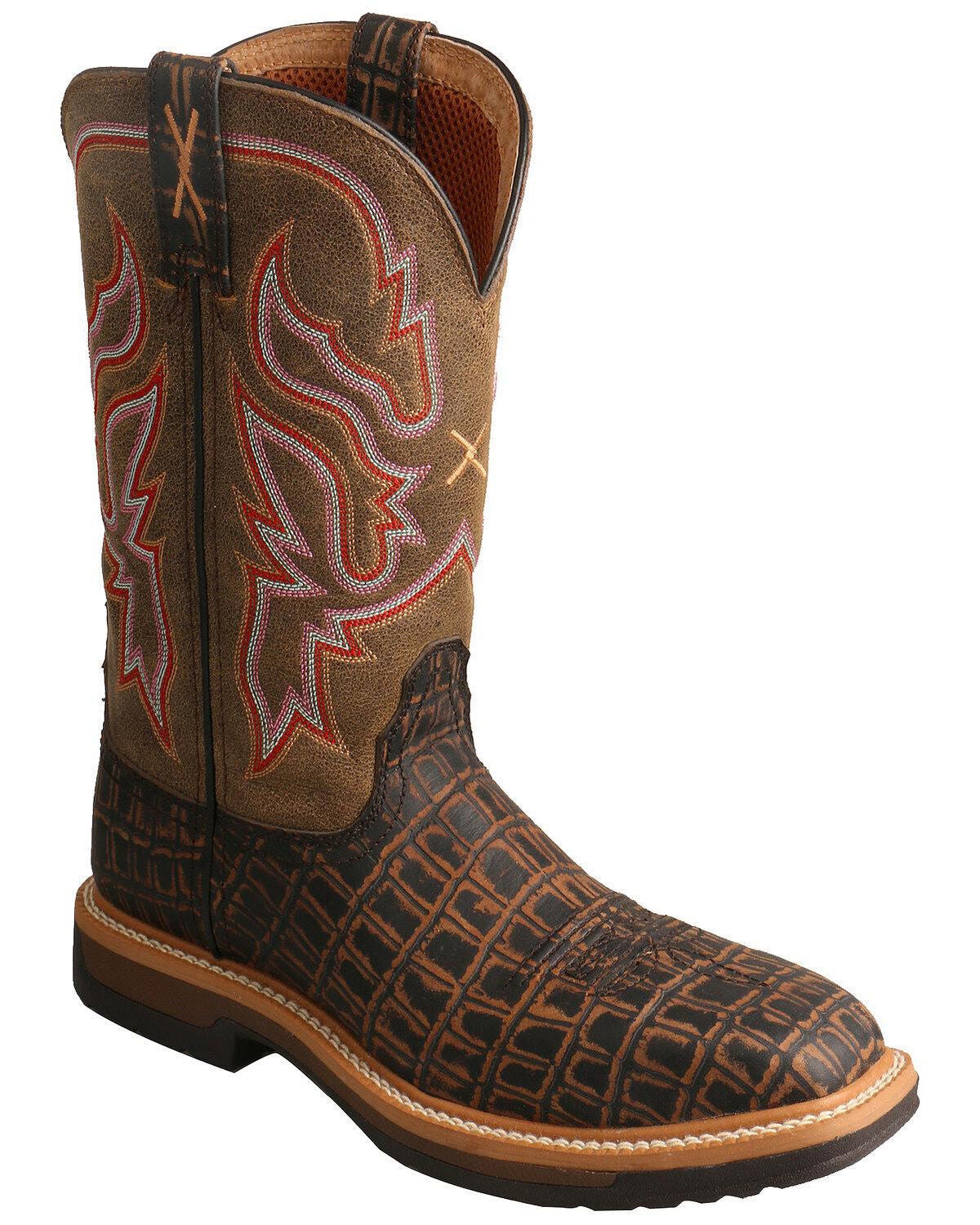 Image #1 - Twisted X Women's Lite Cowboy Caiman Print Western Work Boots - Composite Toe, , hi-res