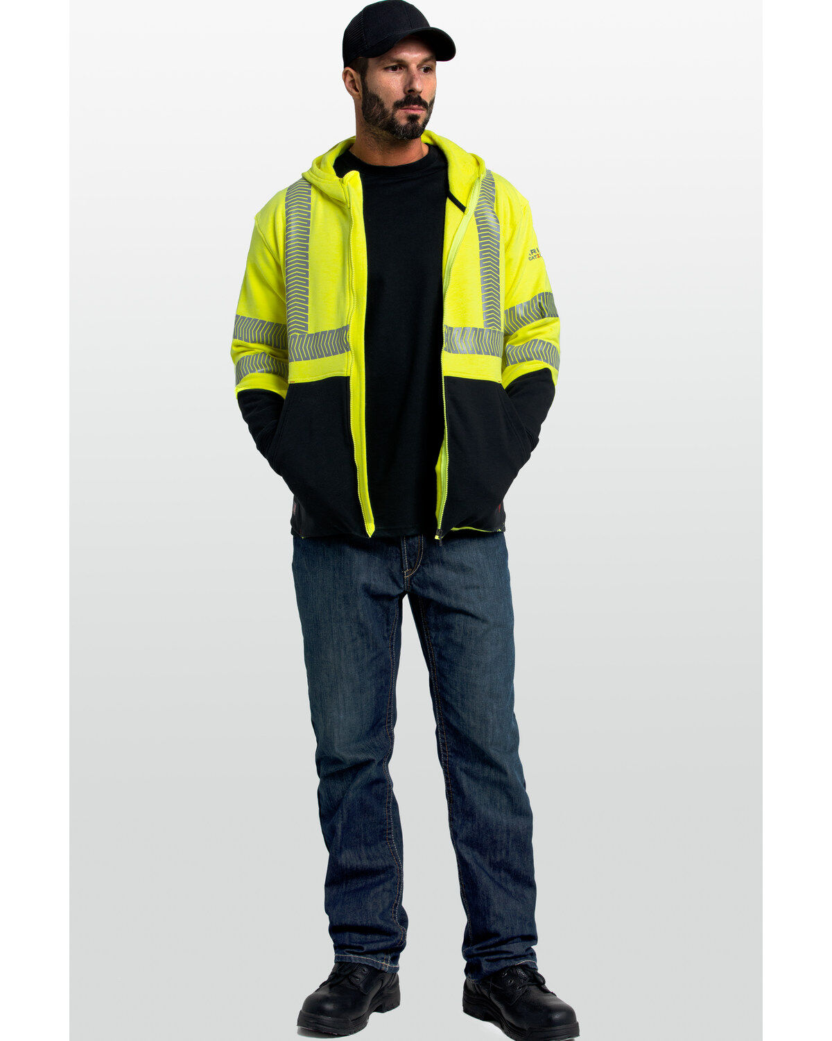 Image #6 - Ariat Men's FR Hi-Vis Full Zip Hooded Work Jacket - Big, Bright Yellow, hi-res