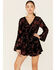 Wild Moss Women's Floral Burnout Velvet Romper, Black, hi-res