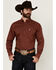 Image #1 - Ariat Men's Pax Geo Print Long Sleeve Button-Down Western Shirt, Burgundy, hi-res