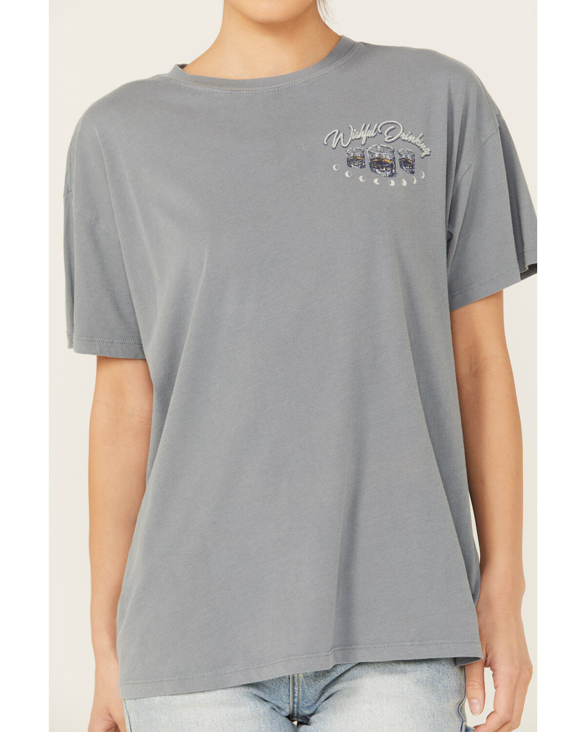 Image #3 - Cleo + Wolf Women's Wishful Drinking Oversized Short Sleeve Graphic Tee, Slate, hi-res