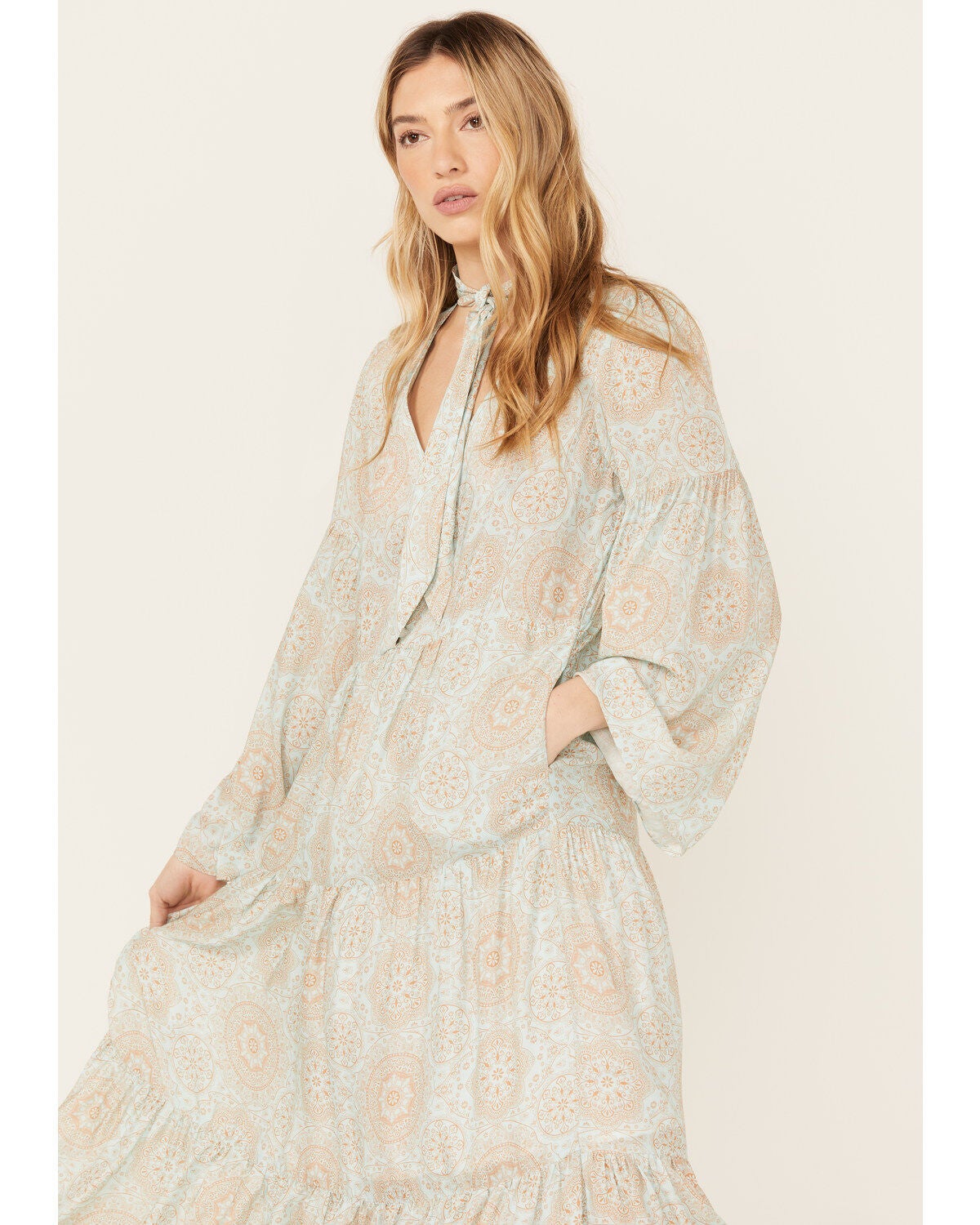 Image #2 - Stetson Women's Geo Print Long Sleeve Midi Dress, , hi-res