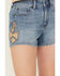 Image #2 - Idyllwind Women's Medium Wash Gypsy High Rise Faux Suede Embellished Comfort Stretch Denim Shorts, , hi-res