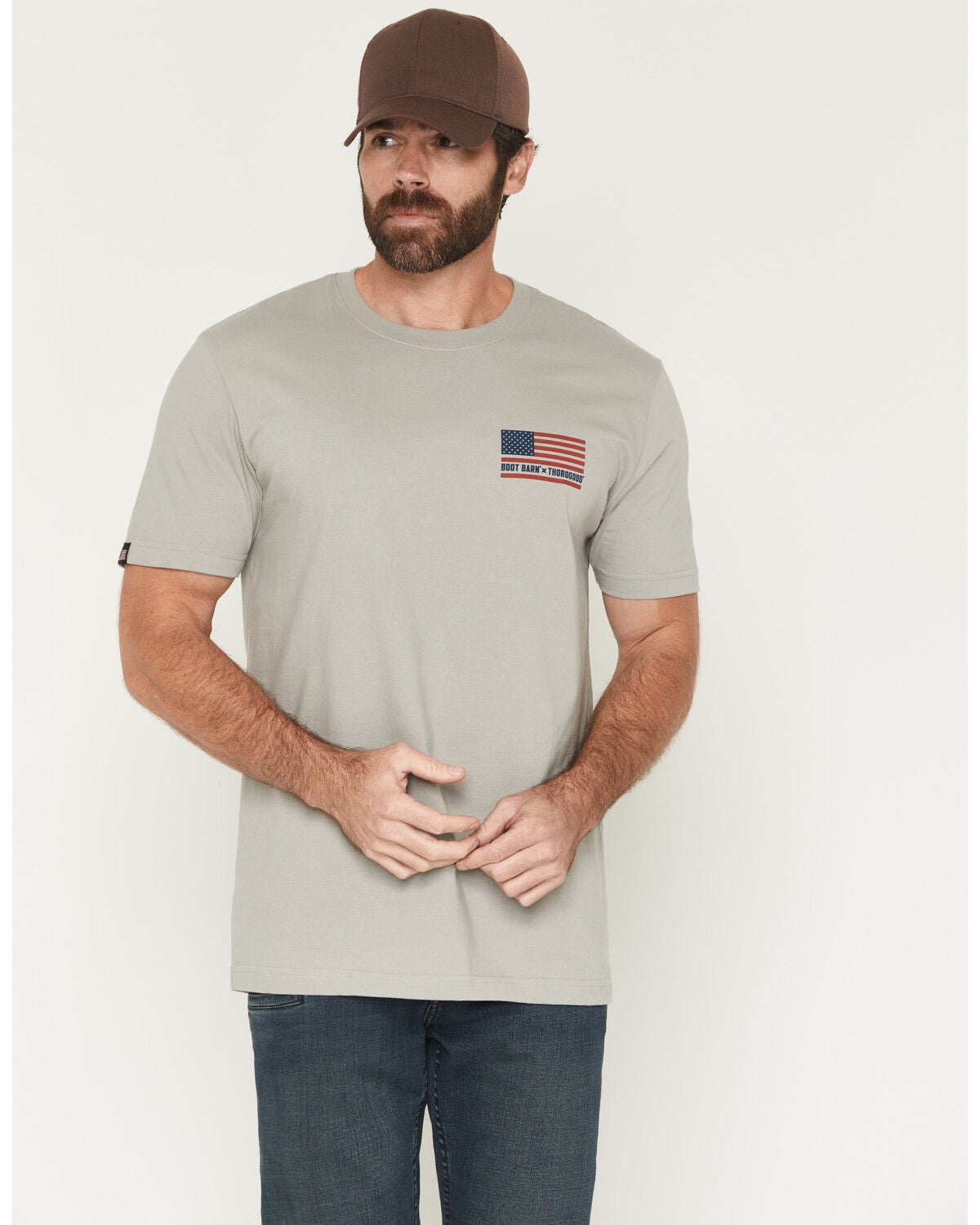 Boot Barn X Thorogood Men's Workwear Short Sleeve Graphic T-Shirt, Silver, hi-res