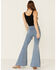 Image #3 - Free People Women's Light Wash High Rise Just Float On Flare Jeans, Blue, hi-res