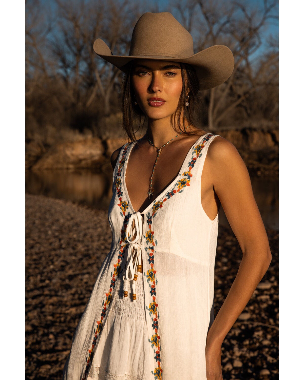 Image #1 - Shyanne Women's Embroidered and Lace Kimono, Cream, hi-res