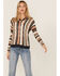 Panhandle Women's Striped Boho Hooded Sweater, Cream, hi-res