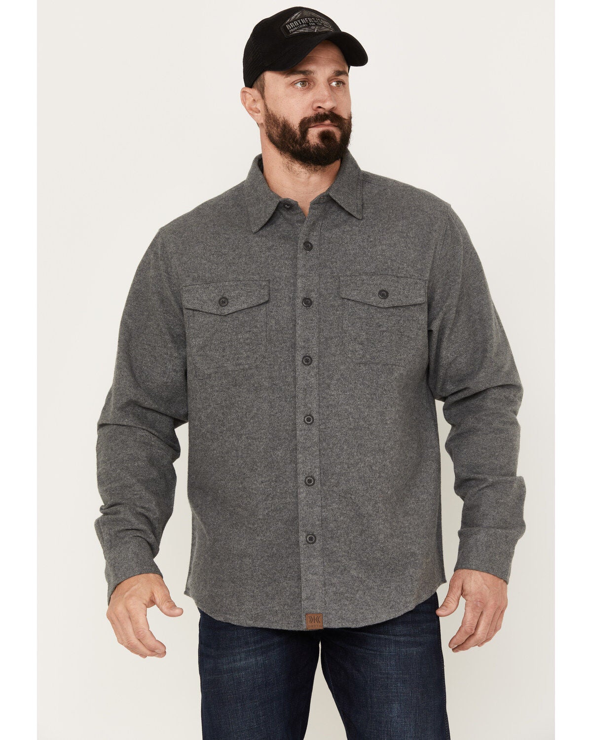 Dakota Grizzly Men's Major Chamois Button Down Long Sleeve Western Shirt, Grey, hi-res