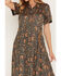 Image #3 - Sendero Provisions Women's La Dahlia Floral Print Short Sleeve Snap Midi Dress, Rust Copper, hi-res